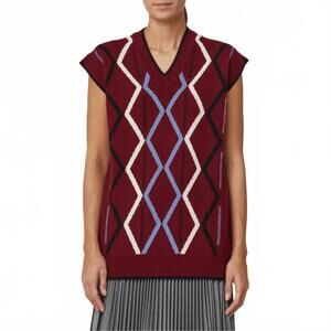 NEW PLAN C rhombus intarsia vest in burgundy